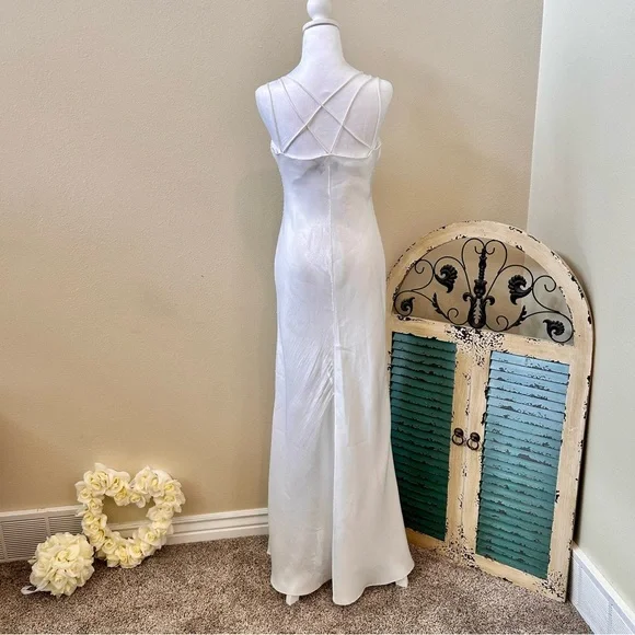 Y2K Beaded Slip Dress Vintage Silky Maxi Sex and the City Style - Picture 3 of 11